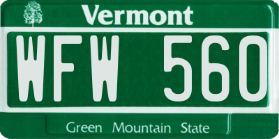 VT license plate WFW560