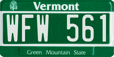 VT license plate WFW561