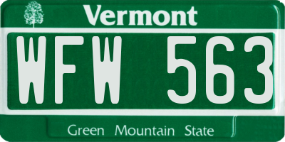 VT license plate WFW563