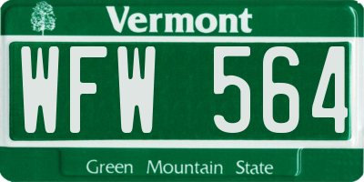 VT license plate WFW564