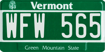 VT license plate WFW565