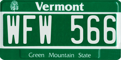 VT license plate WFW566