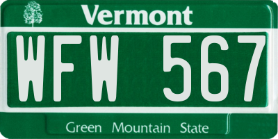 VT license plate WFW567