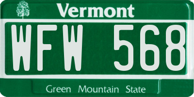 VT license plate WFW568