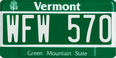 VT license plate WFW570