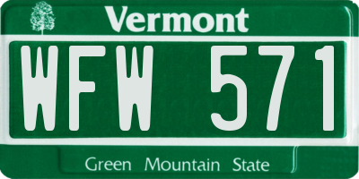 VT license plate WFW571