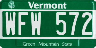 VT license plate WFW572