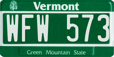 VT license plate WFW573