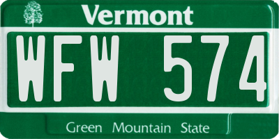 VT license plate WFW574