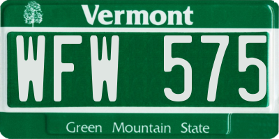 VT license plate WFW575