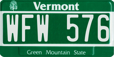 VT license plate WFW576