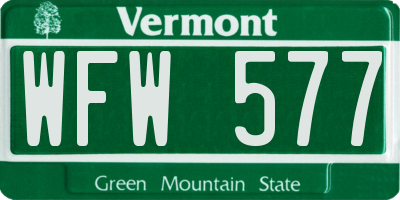 VT license plate WFW577