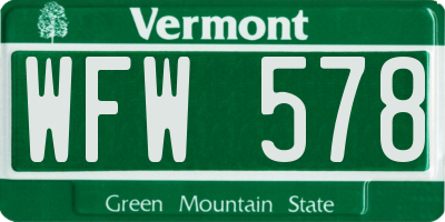 VT license plate WFW578