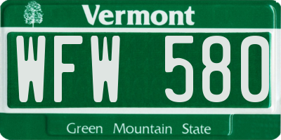 VT license plate WFW580