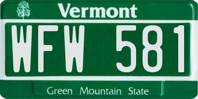 VT license plate WFW581