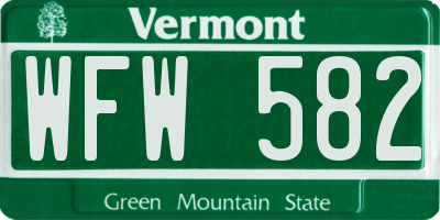 VT license plate WFW582