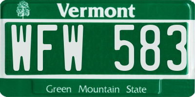 VT license plate WFW583