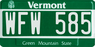 VT license plate WFW585