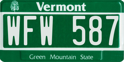 VT license plate WFW587