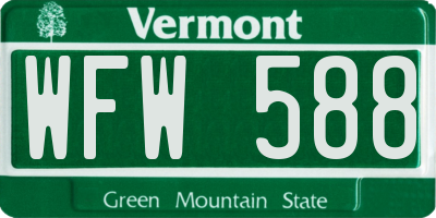 VT license plate WFW588