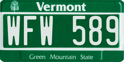 VT license plate WFW589