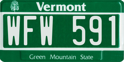 VT license plate WFW591