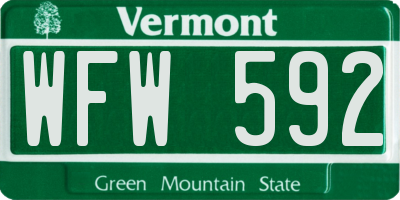 VT license plate WFW592