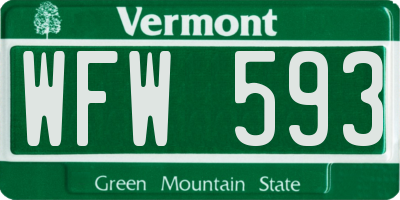 VT license plate WFW593