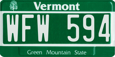 VT license plate WFW594
