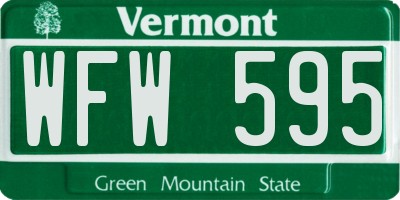 VT license plate WFW595