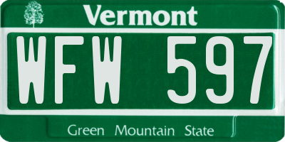 VT license plate WFW597