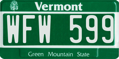 VT license plate WFW599
