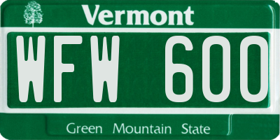 VT license plate WFW600
