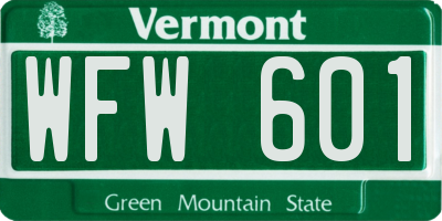 VT license plate WFW601