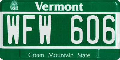 VT license plate WFW606