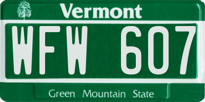 VT license plate WFW607