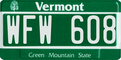 VT license plate WFW608