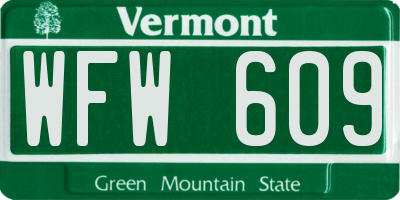 VT license plate WFW609