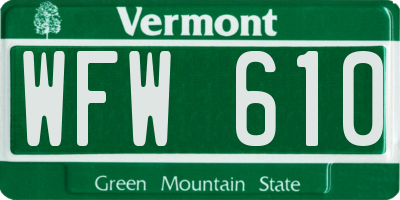 VT license plate WFW610
