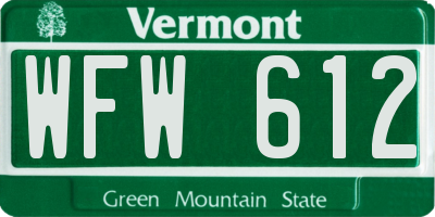VT license plate WFW612