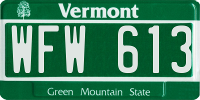 VT license plate WFW613