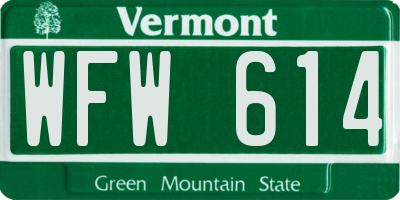 VT license plate WFW614