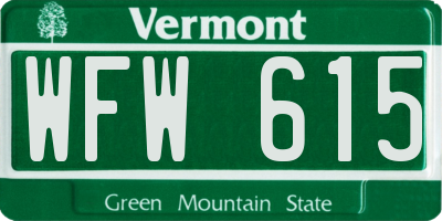 VT license plate WFW615