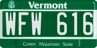 VT license plate WFW616