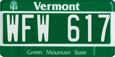 VT license plate WFW617