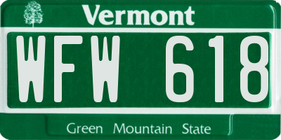 VT license plate WFW618
