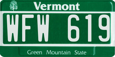 VT license plate WFW619
