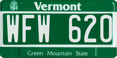 VT license plate WFW620