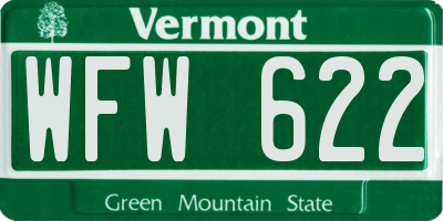 VT license plate WFW622