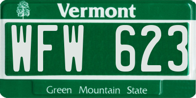VT license plate WFW623